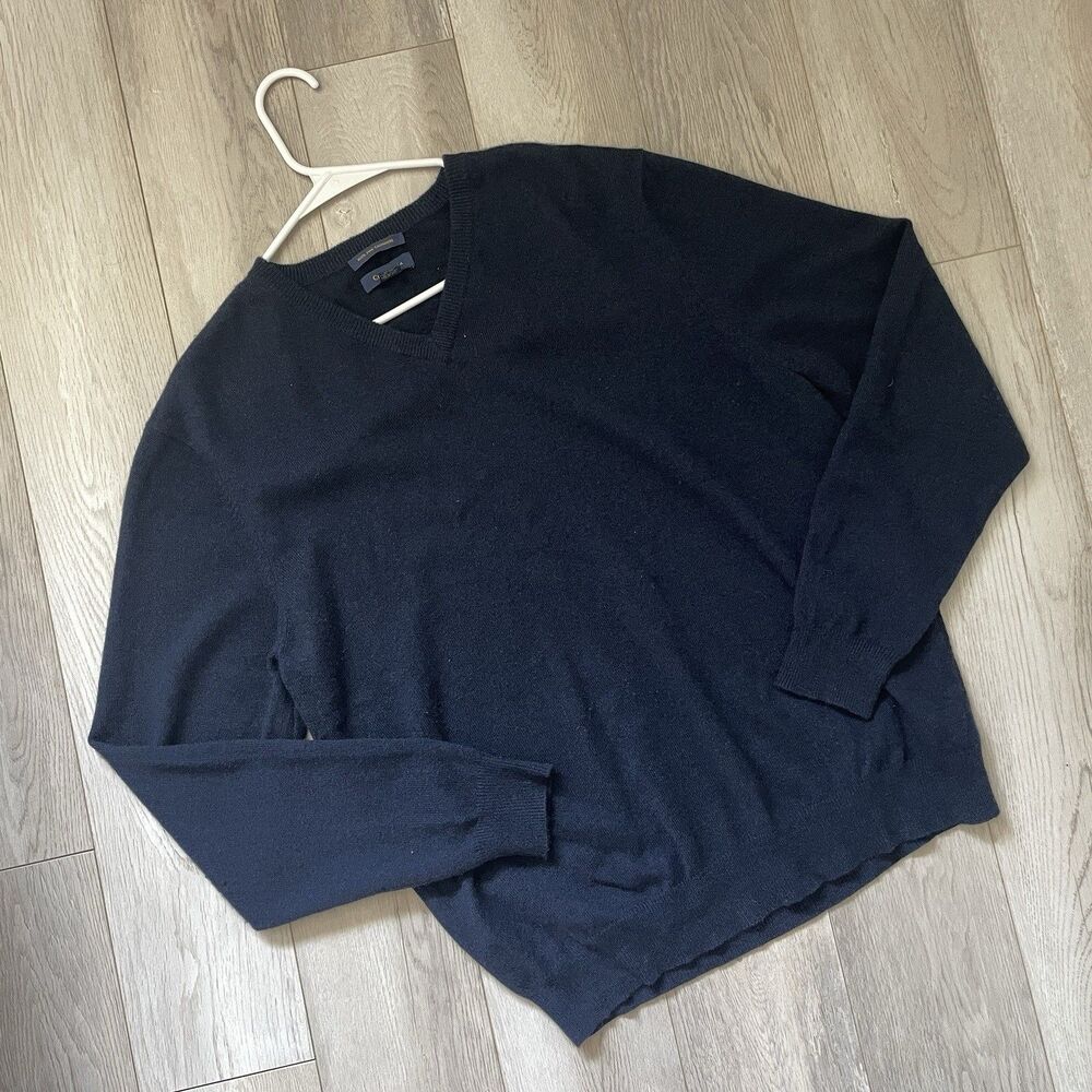 Cashmere V-Neck Sweater club room knit mens Navy Blue (medium) classic preppy